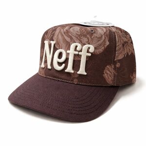 NEFF Floral Logo Snapback Hat Brown Embroidered Cap Adjustable Cotton Streetwear